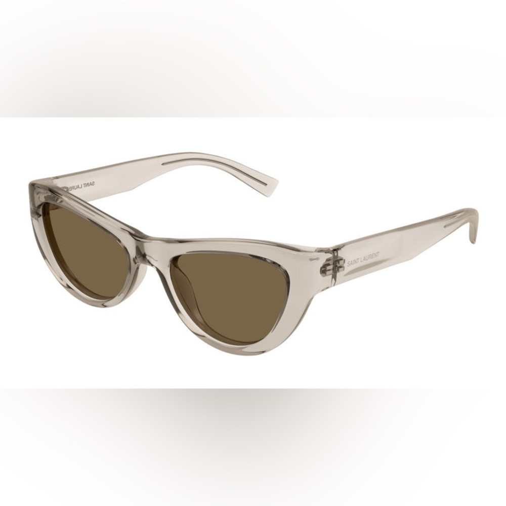 Saint Laurent Clear Frame Sunglasses with Brown Lenses